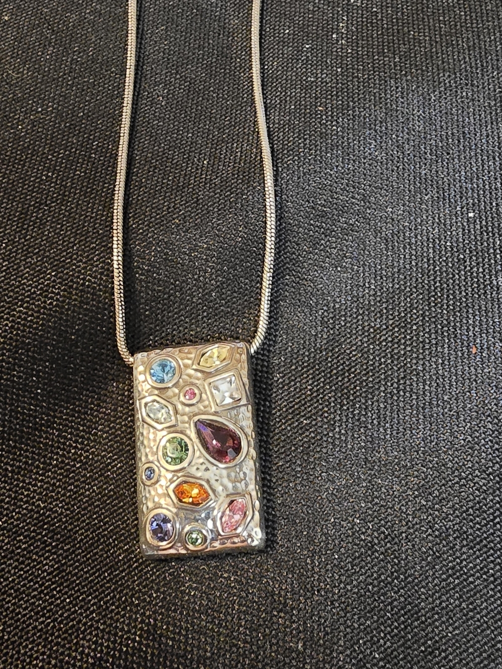 Brighton Bejeweled silver-tone rectangular pendant necklace